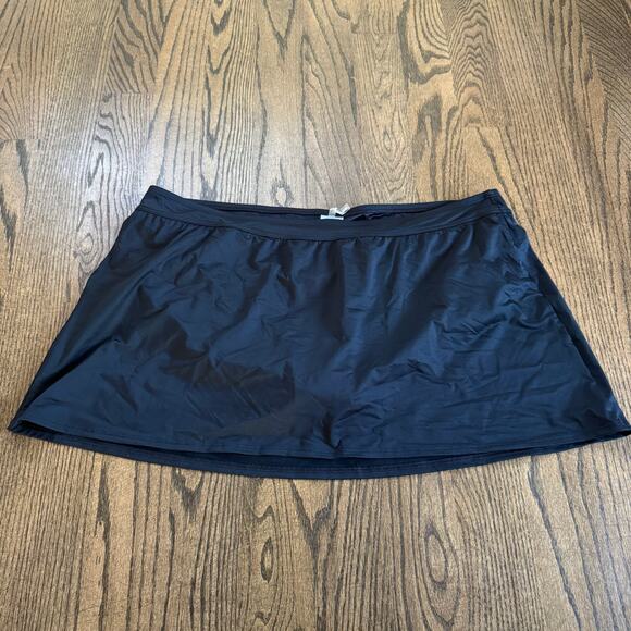 Lands End Womens Solid Black Swim Skirt Attached Brief Suit Bottom Plus Size 22W - Picture 2 of 8